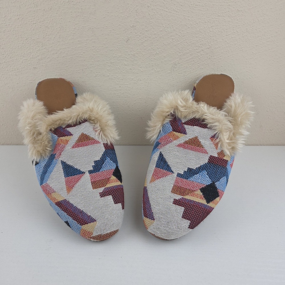 Universal Thread Multicolor Litzy Southwestern Faux Fur Mules Slip On Wmns Sz 8 - Picture 3 of 12